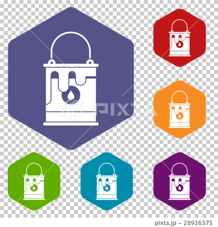 Bucket with paint icons set 28916375