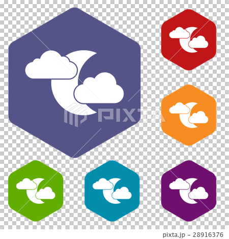 Moon and clouds icons set Moon and clouds icons set 28916376