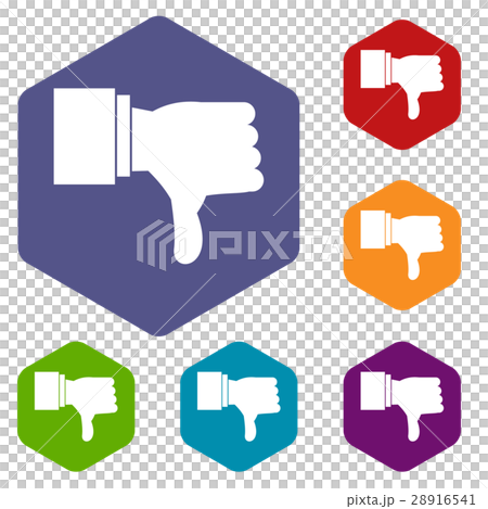 Thumb down gesture icons set 28916541