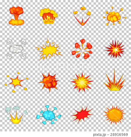 Explosion icons set, cartoon style - Stock Illustration [28916569] - PIXTA