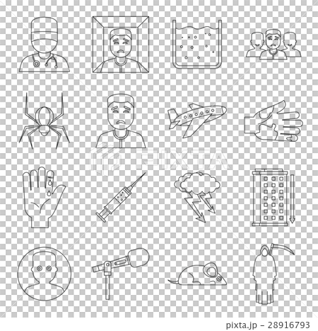 Phobia symbols icons set, outline style 28916793