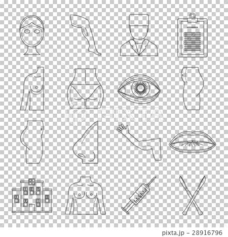 Plastic surgeon icons set, outline style Plastic surgeon icons set, outline style 28916796