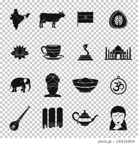 India travel icons set, simple style India travel icons set, simple style 28916804