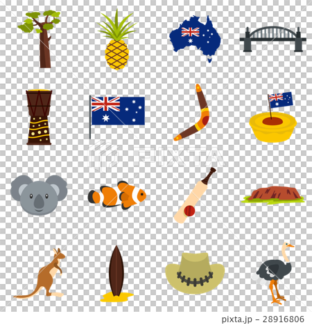 Australia travel icons set, flat style Australia travel icons set, flat style 28916806