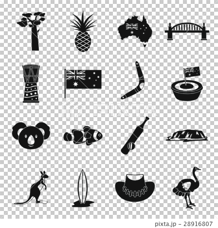 Australia travel icons set, simple style Australia travel icons set, simple style 28916807