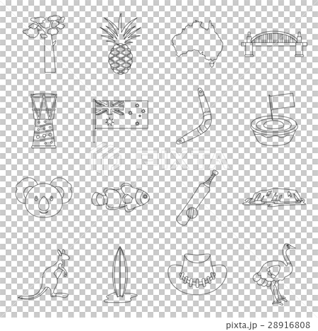 Australia travel icons set, outline style 28916808