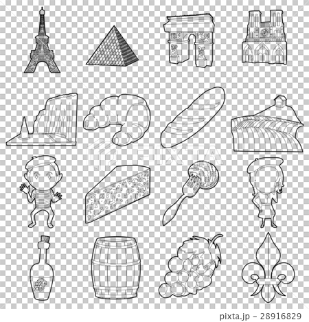 France travel icons set, outline style France travel icons set, outline style 28916829