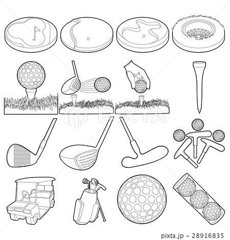 Golf items icons set, outline style 28916835