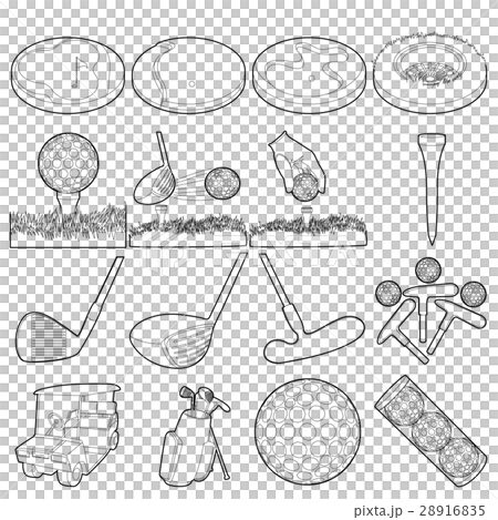 Golf items icons set, outline style 28916835