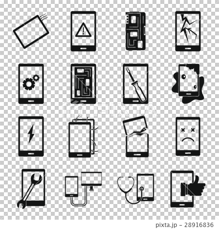 Device repair symbols icons set, simple style 28916836