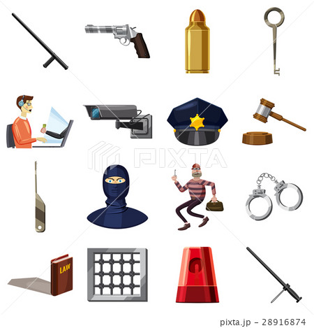 Criminal symbols icons set, cartoon style 28916874