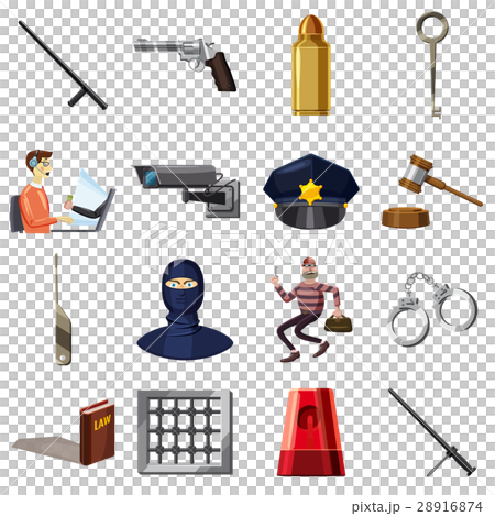 Criminal symbols icons set, cartoon style 28916874