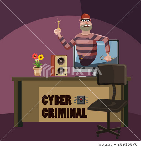 Cyber attack criminal spy concept, cartoon style 28916876