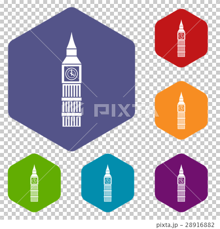 Big Ben clock icons set 28916882