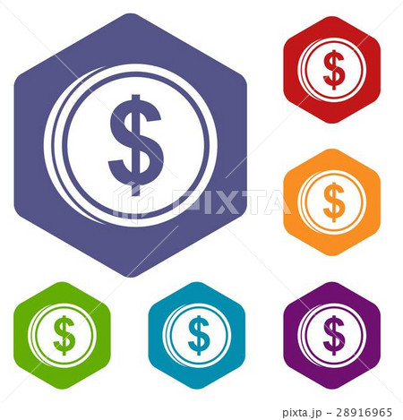 Coin dollar icons set 28916965