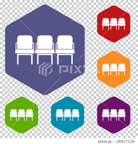 Chairs in the departure hall icons set Chairs in the departure hall icons set 28917126