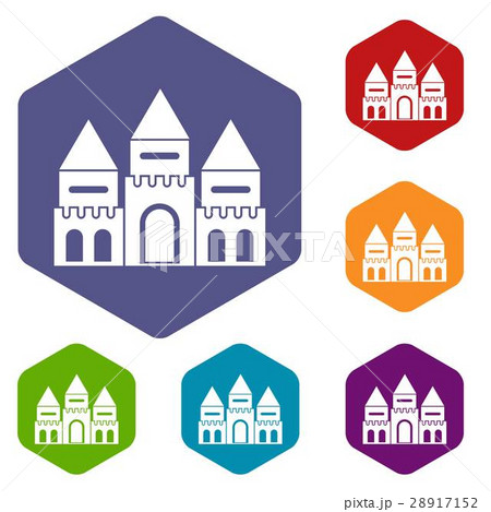 Children house castle icons set 28917152