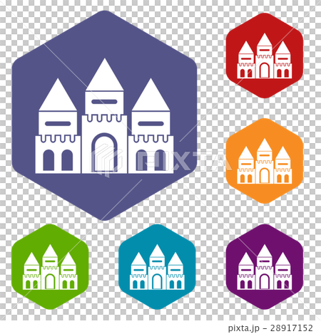 Children house castle icons set 28917152