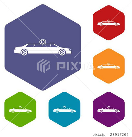 Wedding car decoration icons set Wedding car decoration icons set 28917262