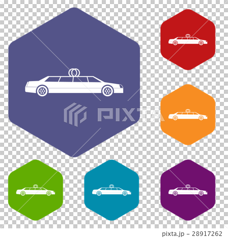 Wedding car decoration icons set Wedding car decoration icons set 28917262
