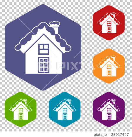 Small snowy cottage icons set - Stock Illustration [28917447] - PIXTA