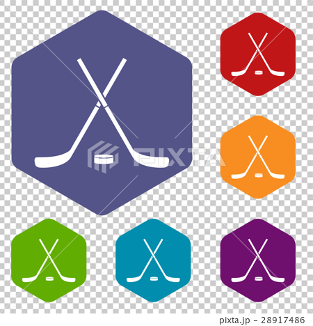 Hockey Sticks and Hockey Puck in Cross. Graphic by ahsanalvi