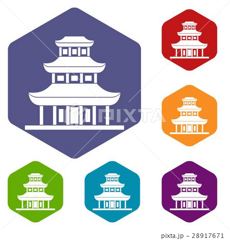 Buddhist temple icons set 28917671