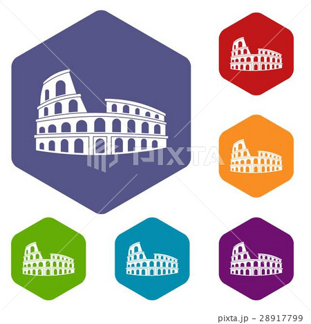 Roman Colosseum icons set 28917799