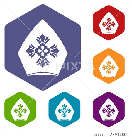 Christian hat icons set 28917800