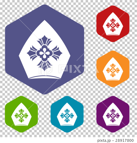 Christian hat icons set 28917800