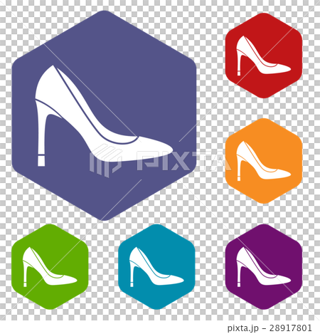 High heel shoe icons set 28917801