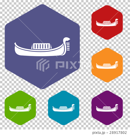 Venice gondola icons set Venice gondola icons set 28917802