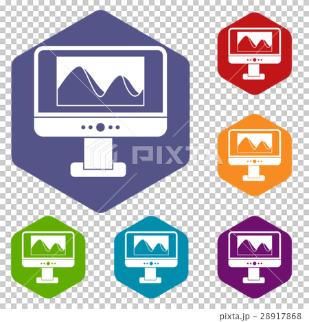 Computer monitor with photo on screen icons set Computer monitor with photo on screen icons set 28917868