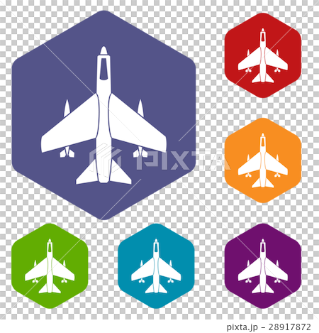 Armed fighter jet icons set 28917872