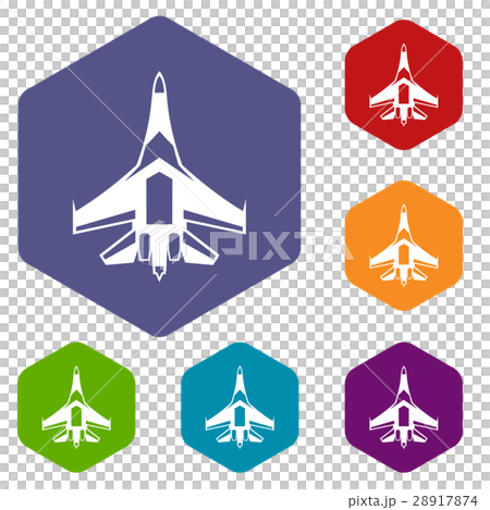 Jet fighter plane icons set 28917874
