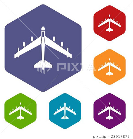 Armed fighter jet icons set 28917875
