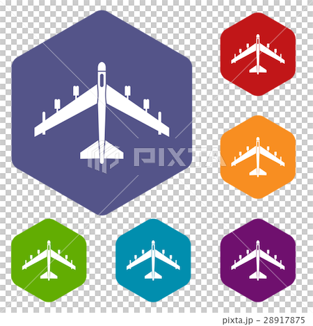 Armed fighter jet icons set 28917875