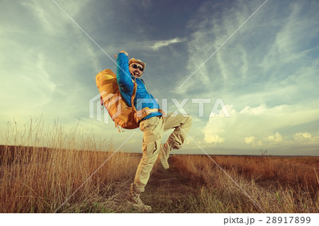 man traveler with a backpack wildlife adventure man traveler with a backpack wildlife adventure 28917899