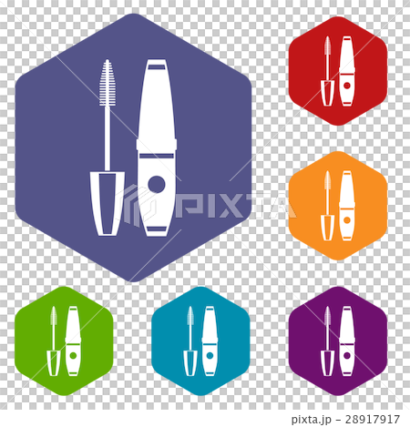 Mascara, mascara brush icons set 28917917