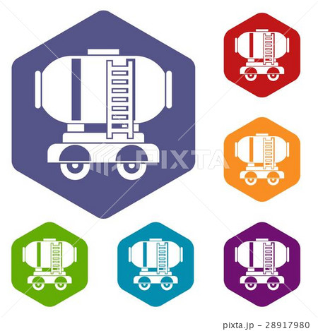 Waggon storage tank with oil icons set Waggon storage tank with oil icons set 28917980