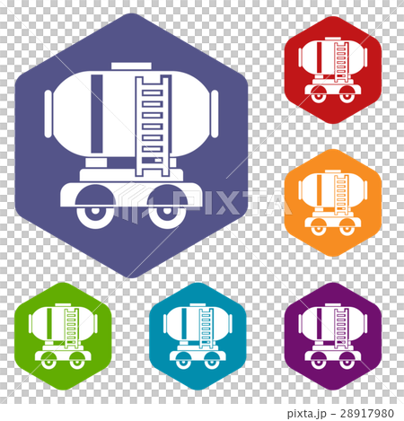 Waggon storage tank with oil icons set Waggon storage tank with oil icons set 28917980