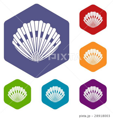 Pearl shell icons set Pearl shell icons set 28918003