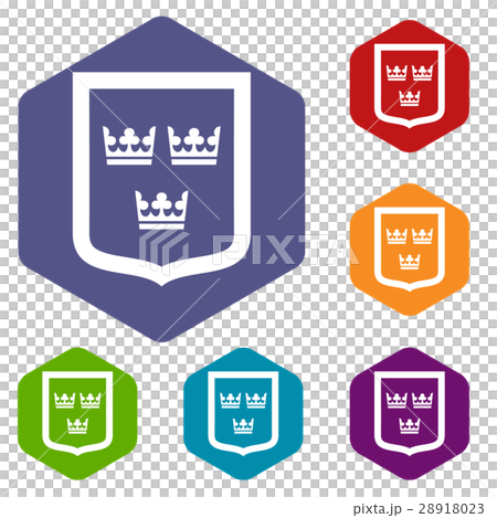 Coat of arms of Sweden icons set 28918023