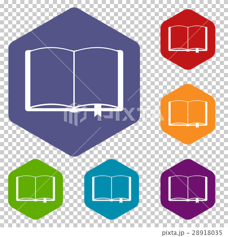 Open book with bookmark icons set 28918035