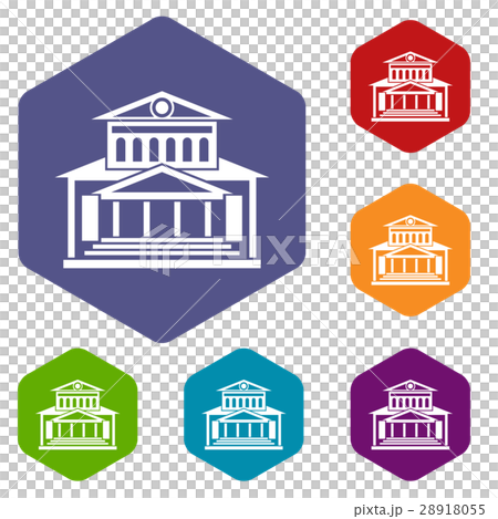 Theater building icons set Theater building icons set 28918055