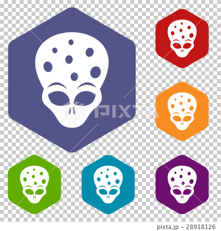 Extraterrestrial alien head icons set Extraterrestrial alien head icons set 28918126