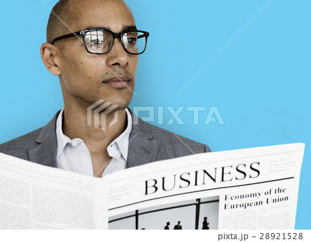 African Descent Business Man Newspaper Concept 28921528