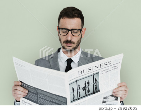 Caucasian Business Man Newspaper Caucasian Business Man Newspaper 28922005