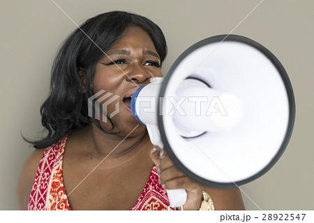 Women Adult Hand Hold Loudspeaker Megaphone Studio Women Adult Hand Hold Loudspeaker Megaphone Studio 28922547