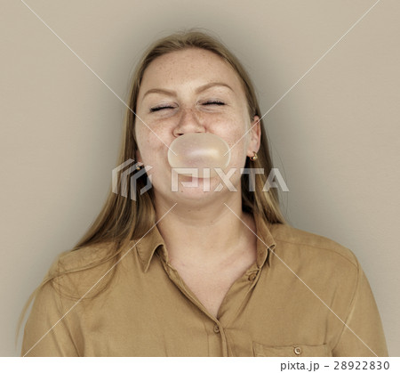 Caucasian Woman Bubble Gum Caucasian Woman Bubble Gum 28922830